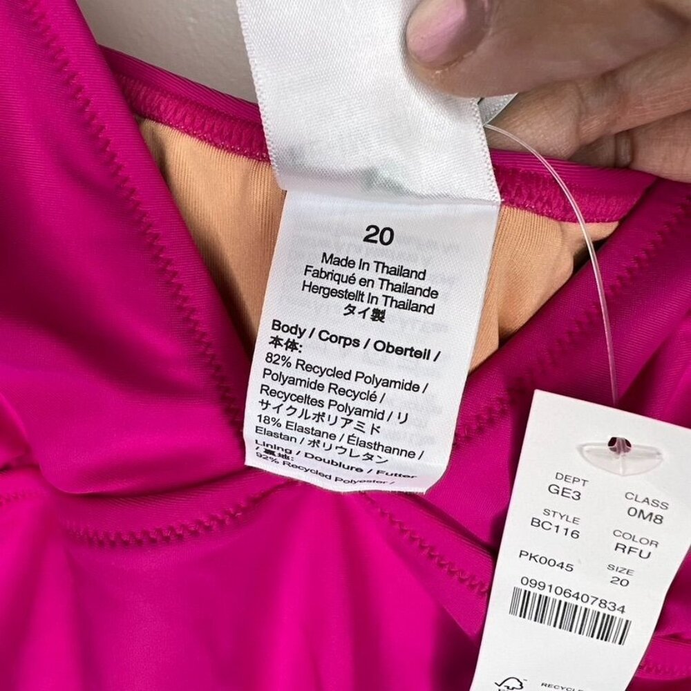 J.Crew Long-Torso Ruched V-Neck One-Piece Swimsuit Size 20 Fuchsia Pink NWT - Picture 4 of 7
